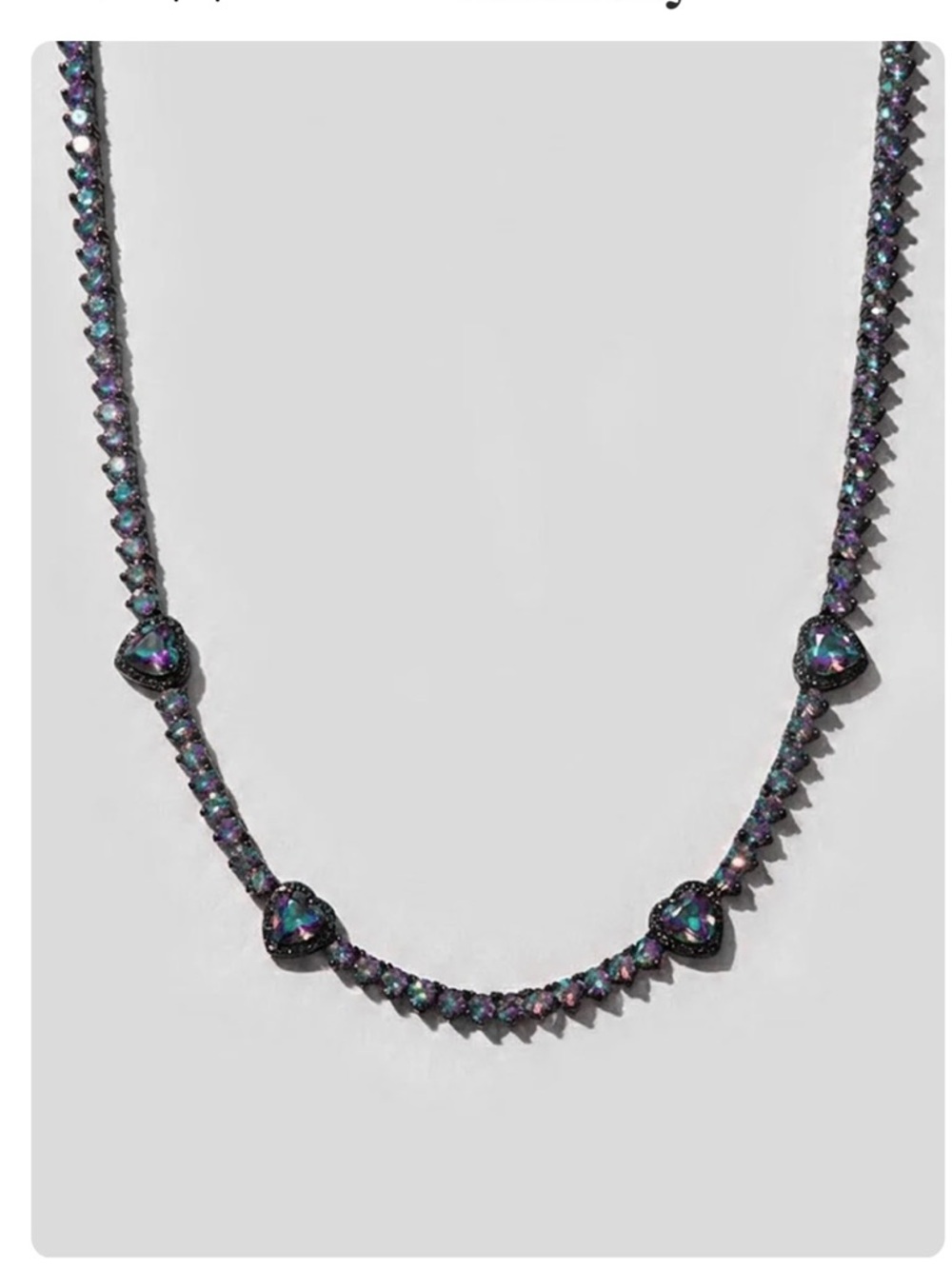 Black Heart Crystal Tennis Bracelet and necklace— Elegant Sparkle
